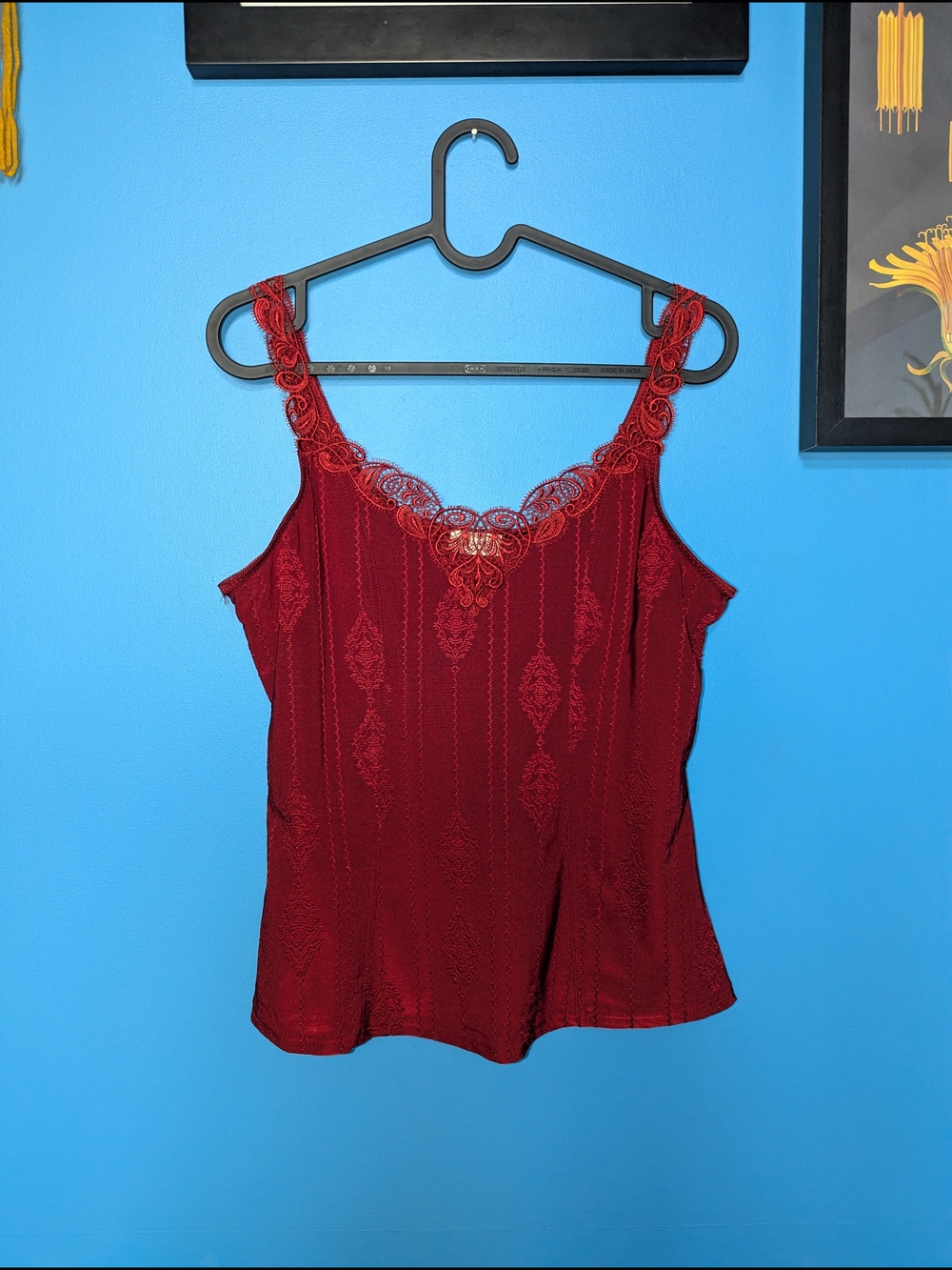 Red Lace Cami Top Y2k Vintage Romantic Tank